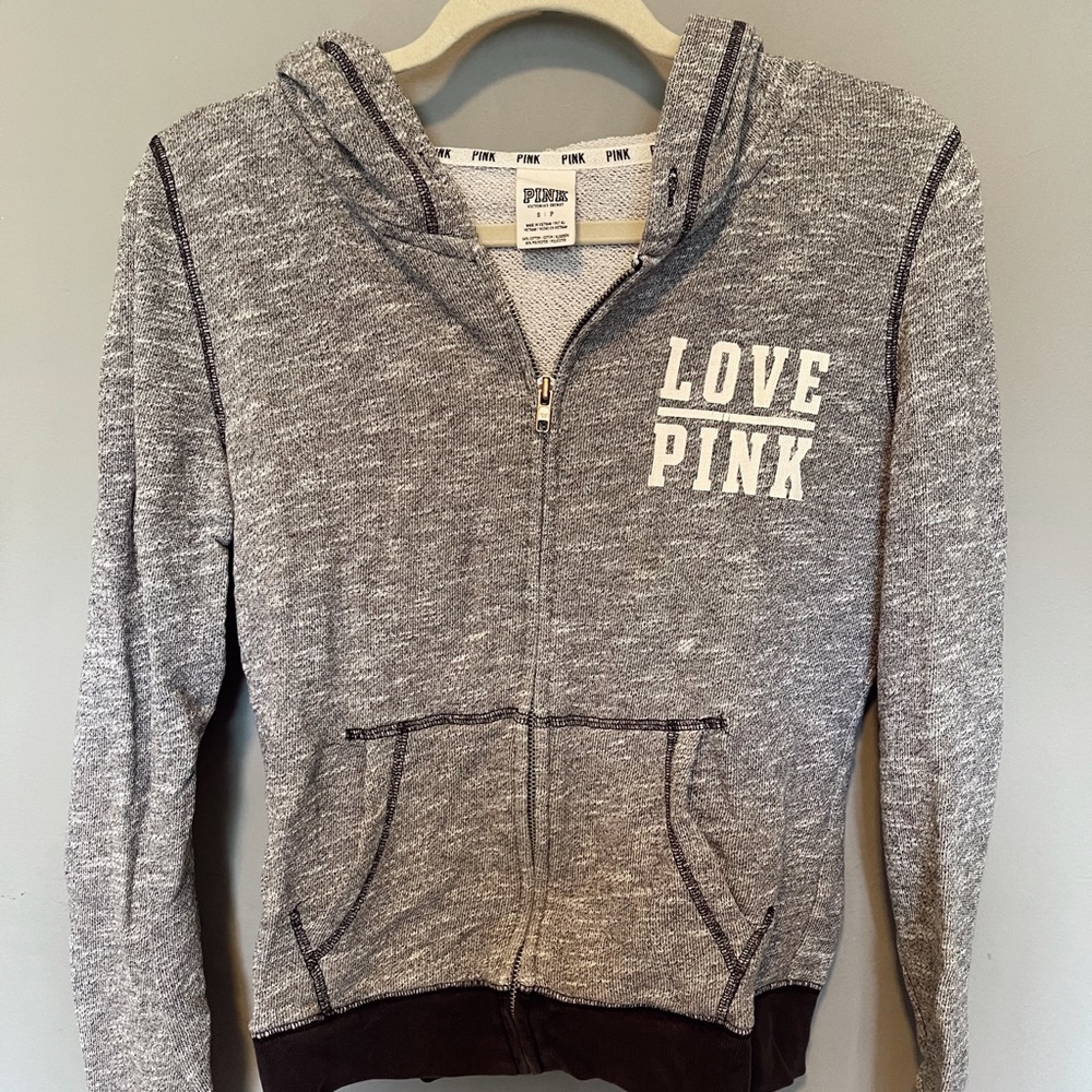PINK Victoria’s Secret heather gray zip up